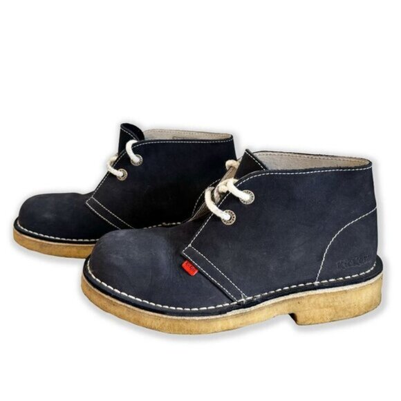Kickers Navy Blue Nubuck Leather Ankle Desert Boots Back to School Fall Shoes - Picture 5 of 10